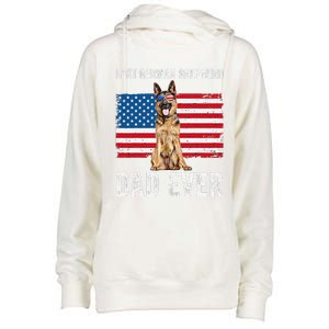 German Shepherd Dad American Flag Dog Lover Owner Gsd Dad Womens Funnel Neck Pullover Hood