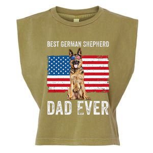 German Shepherd Dad American Flag Dog Lover Owner Gsd Dad Garment-Dyed Women's Muscle Tee