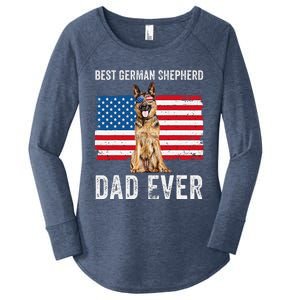 German Shepherd Dad American Flag Dog Lover Owner Gsd Dad Women's Perfect Tri Tunic Long Sleeve Shirt