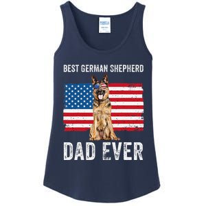 German Shepherd Dad American Flag Dog Lover Owner Gsd Dad Ladies Essential Tank