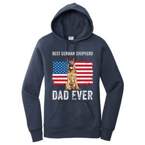 German Shepherd Dad American Flag Dog Lover Owner Gsd Dad Women's Pullover Hoodie