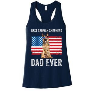 German Shepherd Dad American Flag Dog Lover Owner Gsd Dad Women's Racerback Tank