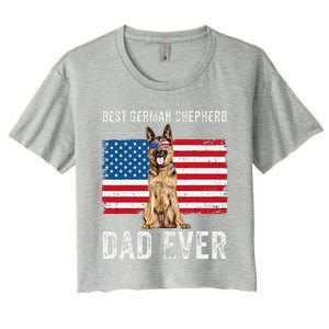 German Shepherd Dad American Flag Dog Lover Owner Gsd Dad Women's Crop Top Tee