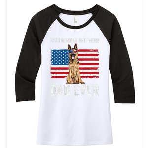 German Shepherd Dad American Flag Dog Lover Owner Gsd Dad Women's Tri-Blend 3/4-Sleeve Raglan Shirt