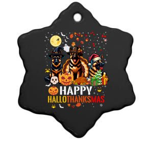 German Shepherd Dog Happy Halloween Thanksgiving Christmas Long Sleeve Ceramic Star Ornament