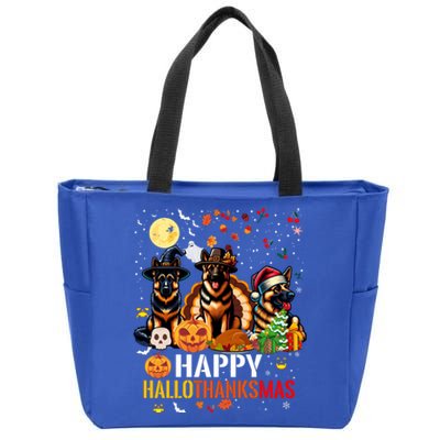 German Shepherd Dog Happy Halloween Thanksgiving Christmas Long Sleeve Zip Tote Bag