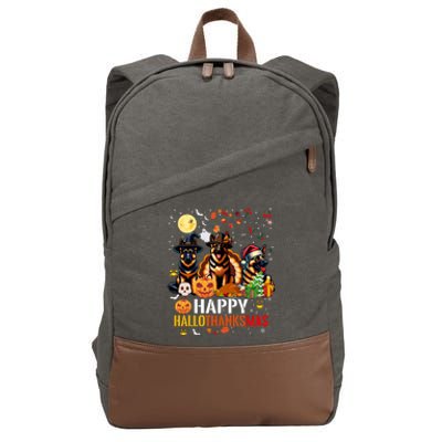 German Shepherd Dog Happy Halloween Thanksgiving Christmas Long Sleeve Cotton Canvas Backpack