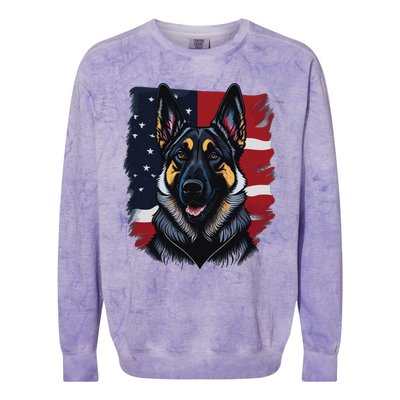 German Shepherd Dog USA Flag Colorblast Crewneck Sweatshirt