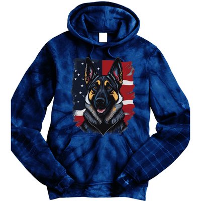 German Shepherd Dog USA Flag Tie Dye Hoodie