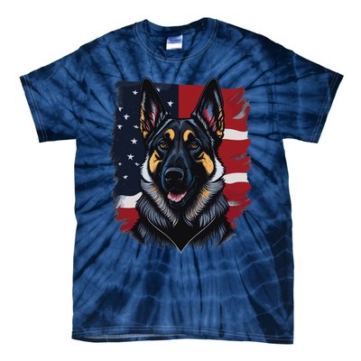 German Shepherd Dog USA Flag Tie-Dye T-Shirt