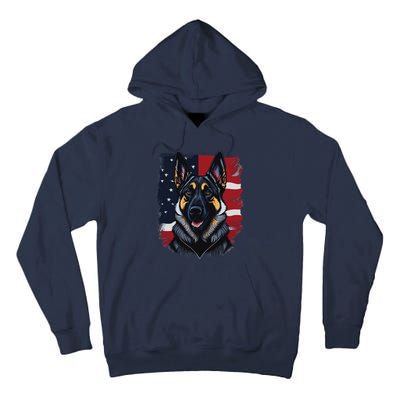 German Shepherd Dog USA Flag Tall Hoodie