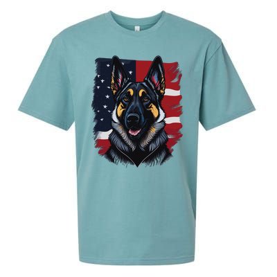 German Shepherd Dog USA Flag Sueded Cloud Jersey T-Shirt