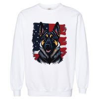 German Shepherd Dog USA Flag Garment-Dyed Sweatshirt