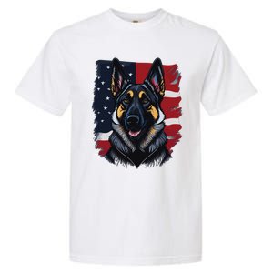 German Shepherd Dog USA Flag Garment-Dyed Heavyweight T-Shirt