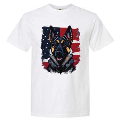 German Shepherd Dog USA Flag Garment-Dyed Heavyweight T-Shirt