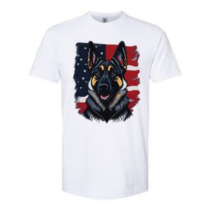 German Shepherd Dog USA Flag Softstyle CVC T-Shirt