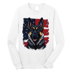 German Shepherd Dog USA Flag Long Sleeve Shirt