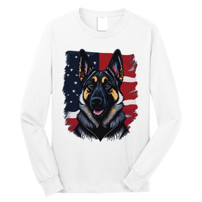 German Shepherd Dog USA Flag Long Sleeve Shirt