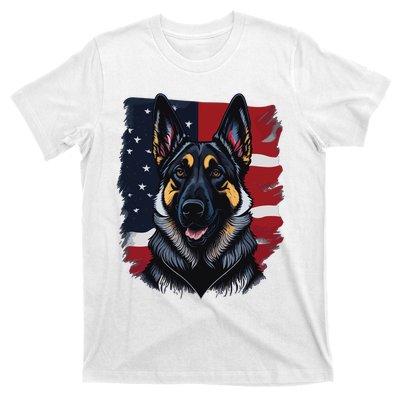 German Shepherd Dog USA Flag T-Shirt