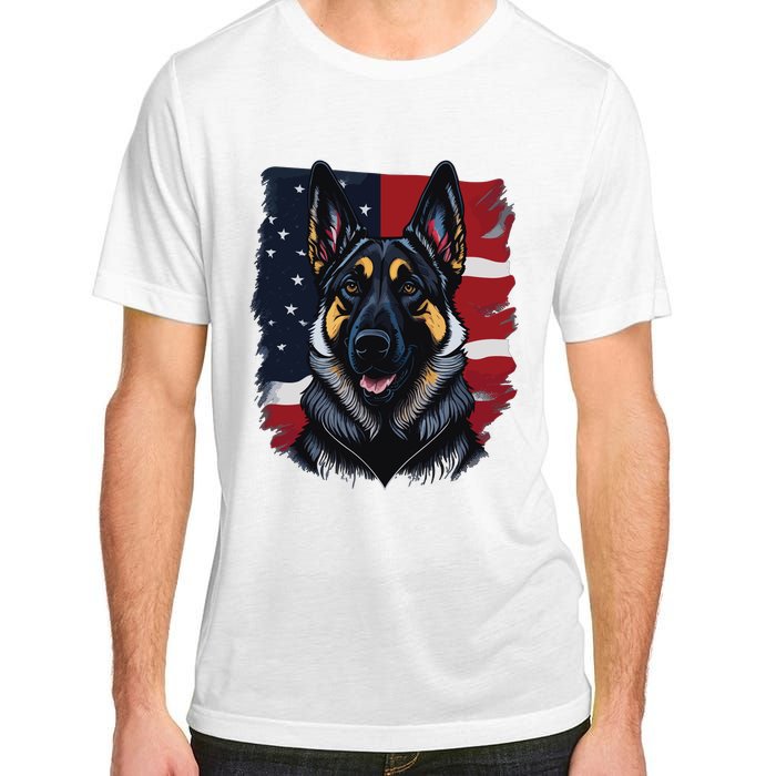 German Shepherd Dog USA Flag Adult ChromaSoft Performance T-Shirt