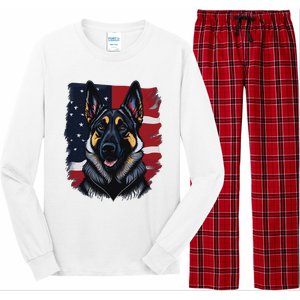 German Shepherd Dog USA Flag Long Sleeve Pajama Set