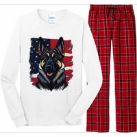 German Shepherd Dog USA Flag Long Sleeve Pajama Set