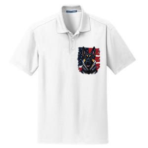 German Shepherd Dog USA Flag Dry Zone Grid Polo