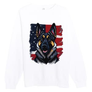 German Shepherd Dog USA Flag Premium Crewneck Sweatshirt