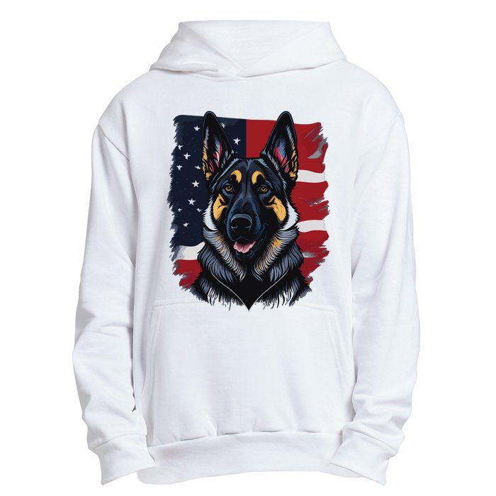 German Shepherd Dog USA Flag Urban Pullover Hoodie