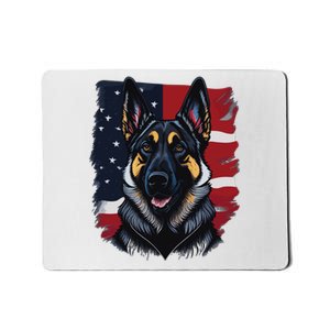 German Shepherd Dog USA Flag Mousepad