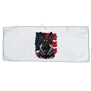 German Shepherd Dog USA Flag Large Microfiber Waffle Golf Towel