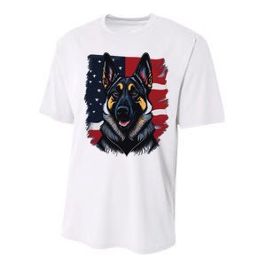 German Shepherd Dog USA Flag Performance Sprint T-Shirt