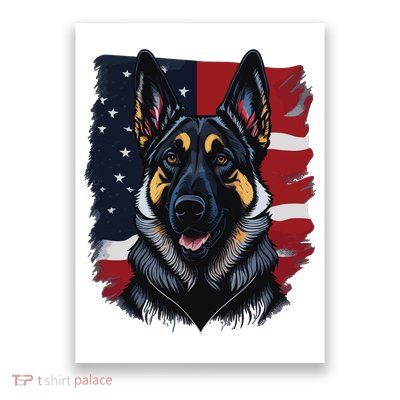 German Shepherd Dog USA Flag Poster