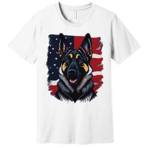 German Shepherd Dog USA Flag Premium T-Shirt