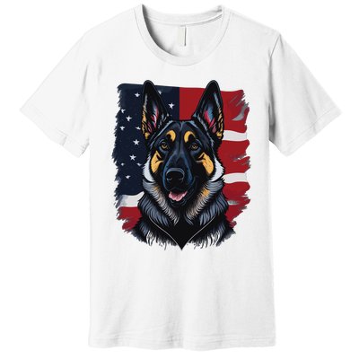 German Shepherd Dog USA Flag Premium T-Shirt