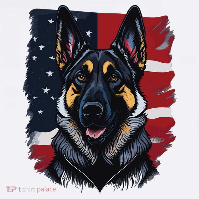 German Shepherd Dog USA Flag Premium T-Shirt
