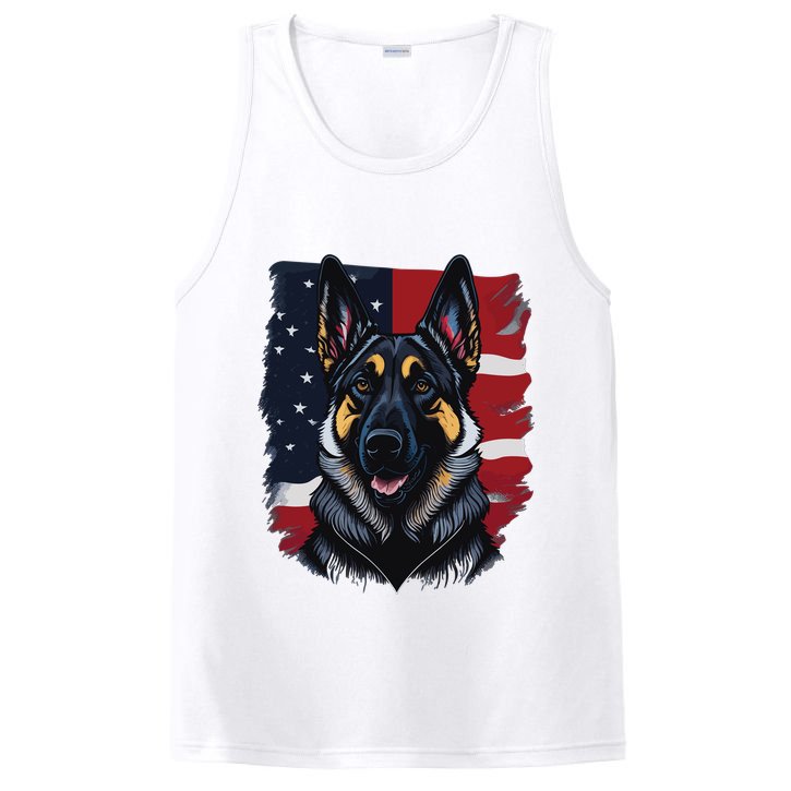 German Shepherd Dog USA Flag PosiCharge Competitor Tank