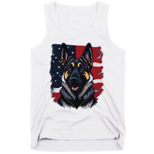 German Shepherd Dog USA Flag Tank Top