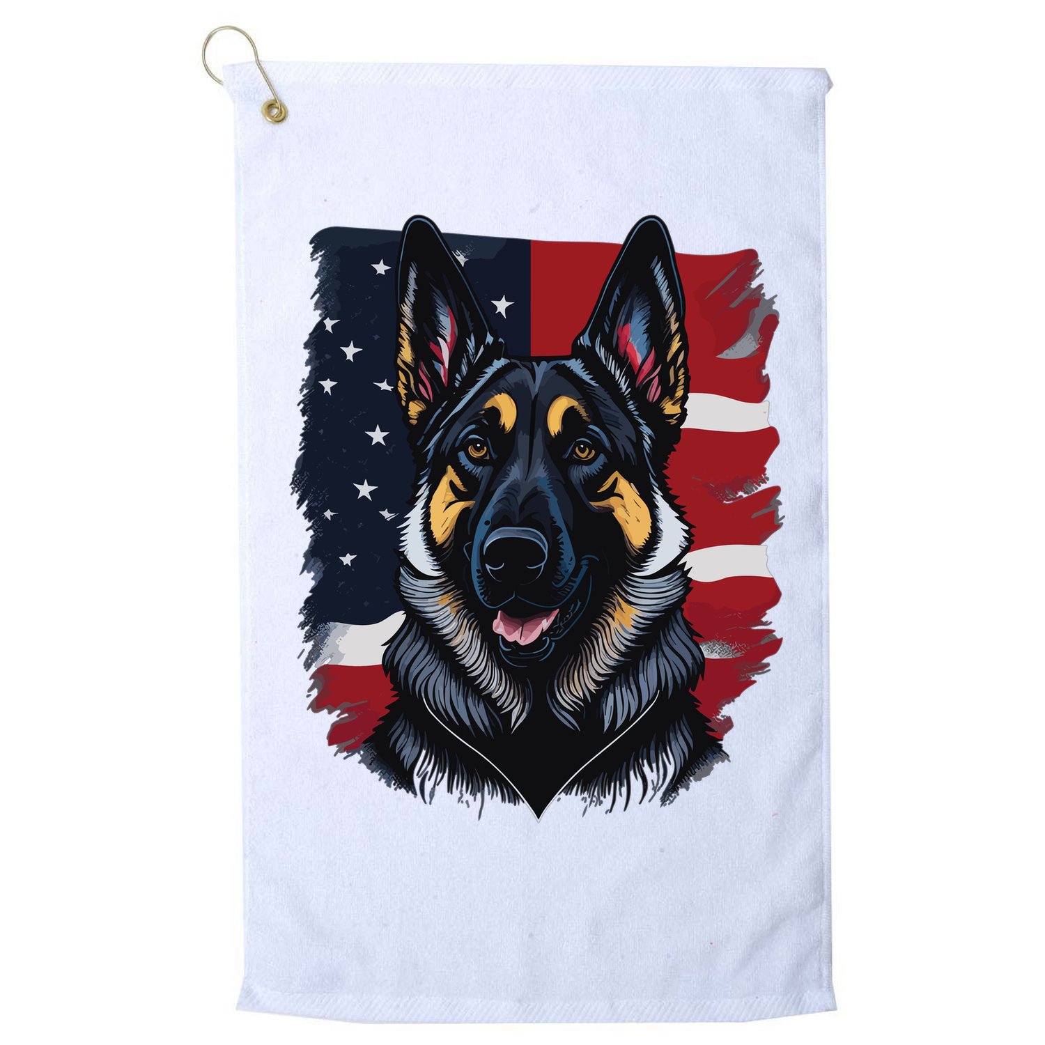 German Shepherd Dog USA Flag Golf Towel