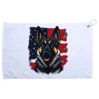 German Shepherd Dog USA Flag Grommeted Golf Towel