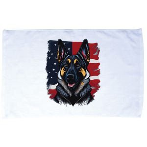 German Shepherd Dog USA Flag Microfiber Hand Towel