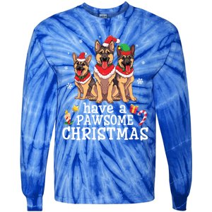 Ger Shepherd Dogs Merry Mom Dad Have A Pawsome Christmas Great Gift Tie-Dye Long Sleeve Shirt