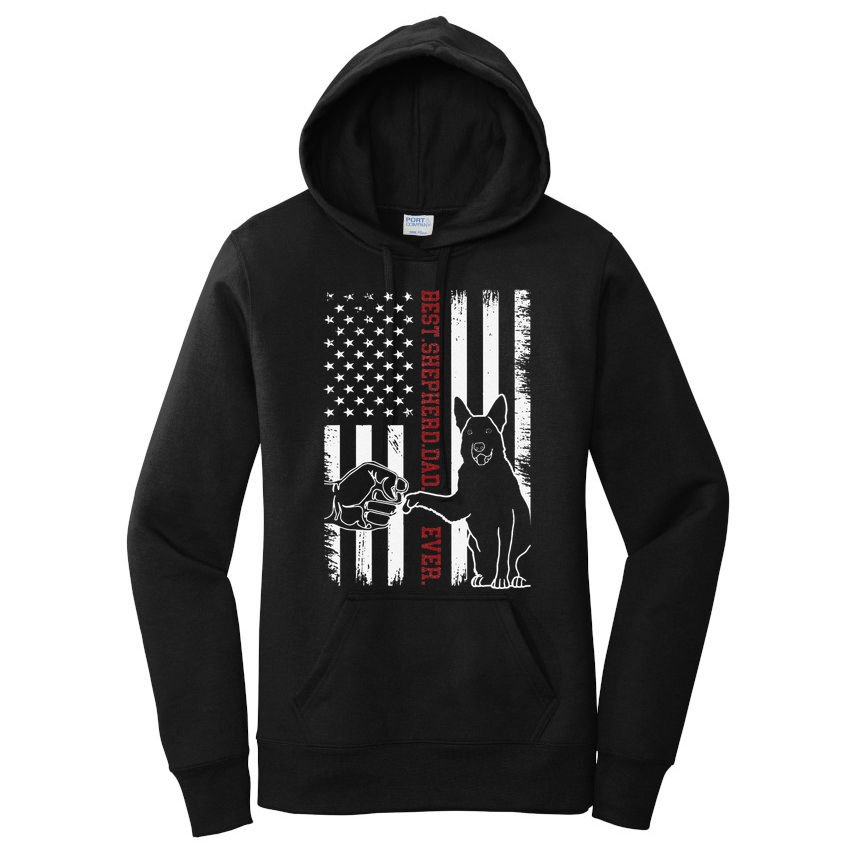 German Shepherd Dad Dog American Flag Women's Pullover Hoodie