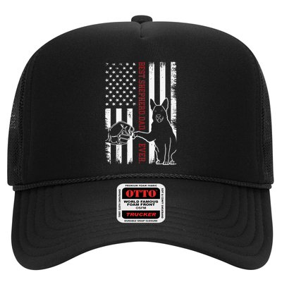 German Shepherd Dad Dog American Flag Trucker Hat