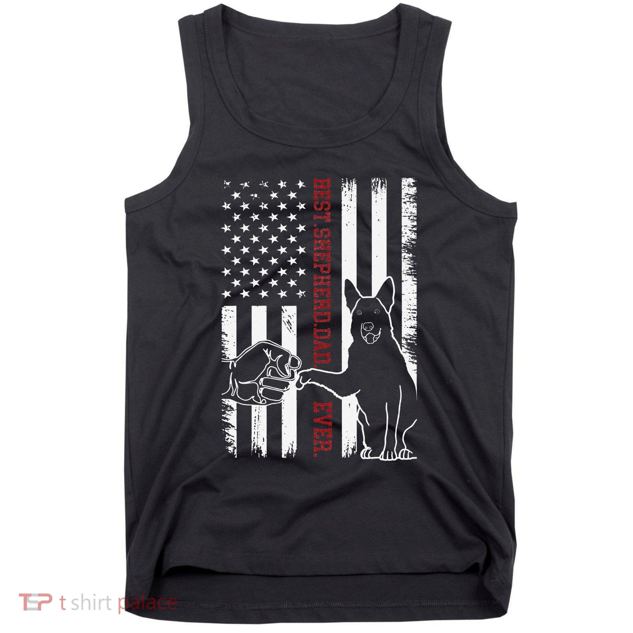 German Shepherd Dad Dog American Flag Tank Top