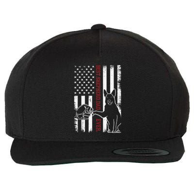 German Shepherd Dad Dog American Flag Wool Snapback Cap