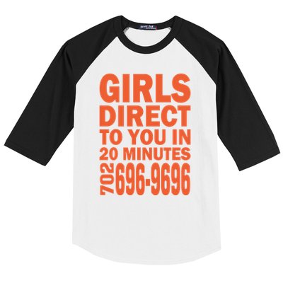 Girl S Direct To You In 20 Minutes 702 6969696 Funny Slogan For Adult Humor Baseball Sleeve Shirt