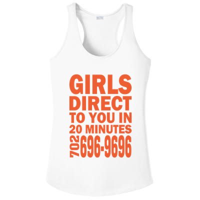 Girl S Direct To You In 20 Minutes 702 6969696 Funny Slogan For Adult Humor Ladies PosiCharge Competitor Racerback Tank