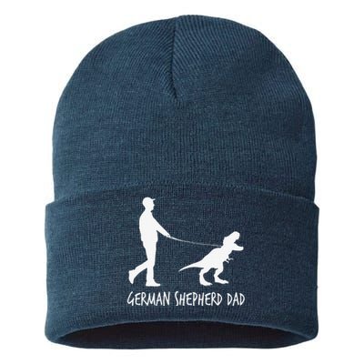 German Shepherd Dad Dinosaur GSD Owners Funny Fathers Day Sustainable Knit Beanie