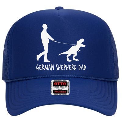 German Shepherd Dad Dinosaur GSD Owners Funny Fathers Day High Crown Mesh Back Trucker Hat